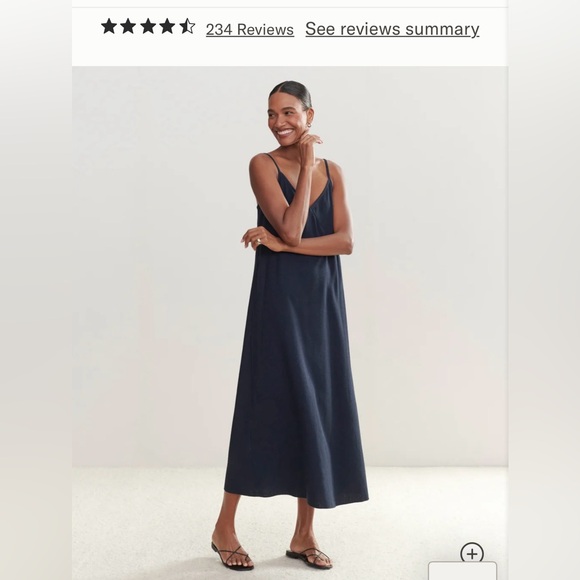 Jenni Kayne Navy textured silk Riviera Dress Spaghetti - Picture 4 of 5